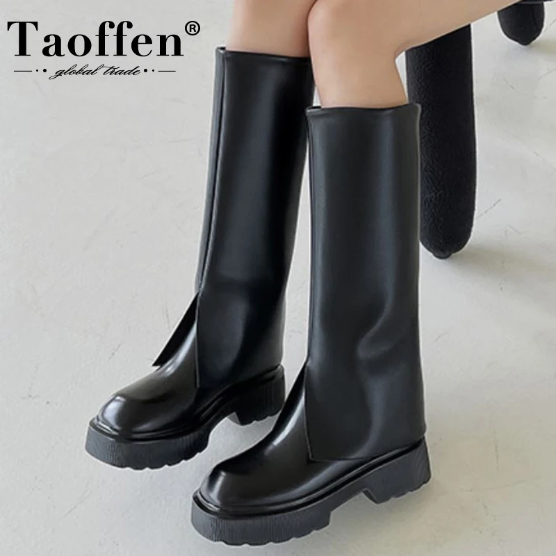 Taoffen Size 34-42 Women'S Real Leather Knee High Boots Thick Bottom Platform Slip On Long Boot Fashion Winter Female Footwear
Taoffen Size 34-42 Women'S Real Leather Knee High Boots Thick Bottom Platform Slip On Long Boot Fashion Winter Female Footwear