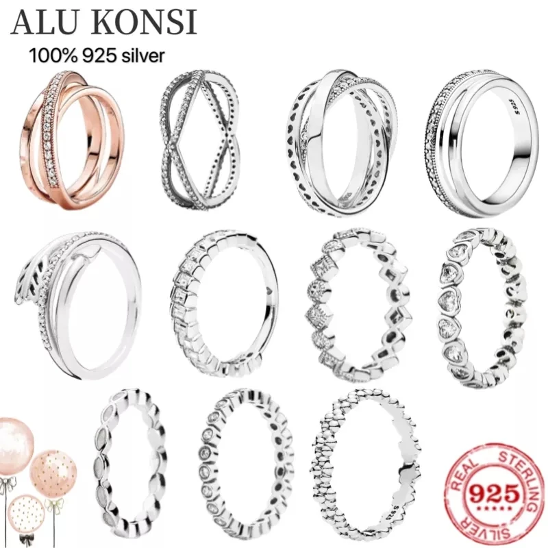 2021 Hot sale Real 925 Sterling Silver Authentic pan ring For Women winding and crystal couple rings DIY fashion wedding Jewelry
2021 Hot sale Real 925 Sterling Silver Authentic pan ring For Women winding and crystal couple rings DIY fashion wedding Jewelry