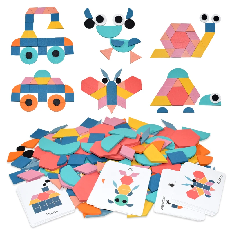 Детские деревянные 3D Пазлы геометрической формы Tangram пазлы для детей
