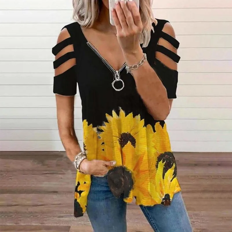 V-neck Large Zipper Decoration Loose Womens Blouse Sexy Short Sleeve Hollow Out Pullover Top Casual Summer Blusa Plus Size 5XL
V-neck Large Zipper Decoration Loose Womens Blouse Sexy Short Sleeve Hollow Out Pullover Top Casual Summer Blusa Plus Size 5XL