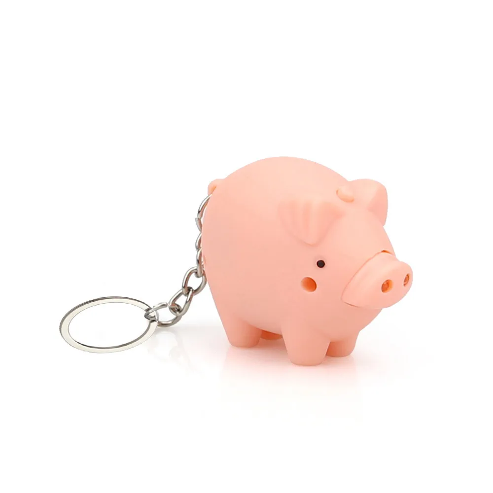 1Pc Cute Cartoon Mini Pig Keychains With LED Light Keyring Women Girl Jewelry Car Bell Key Birthday Gift #1205 | Украшения и