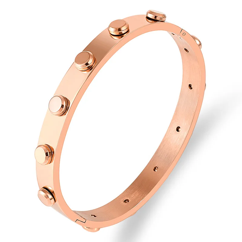 2021 Summer Hot Sale Style Screw Rivet Bangles Rose Gold Color Stainless Steel Bangles Punk Rock Jewelry Women Watch Accessories
2021 Summer Hot Sale Style Screw Rivet Bangles Rose Gold Color Stainless Steel Bangles Punk Rock Jewelry Women Watch Accessories