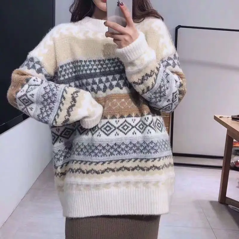 Woman Striped Pullover Knitted Vintage Sweaters Loose Argyle Jumpers Korean Style Knitwear Autumn Casual Tops Femme Streetwear
Woman Striped Pullover Knitted Vintage Sweaters Loose Argyle Jumpers Korean Style Knitwear Autumn Casual Tops Femme Streetwear