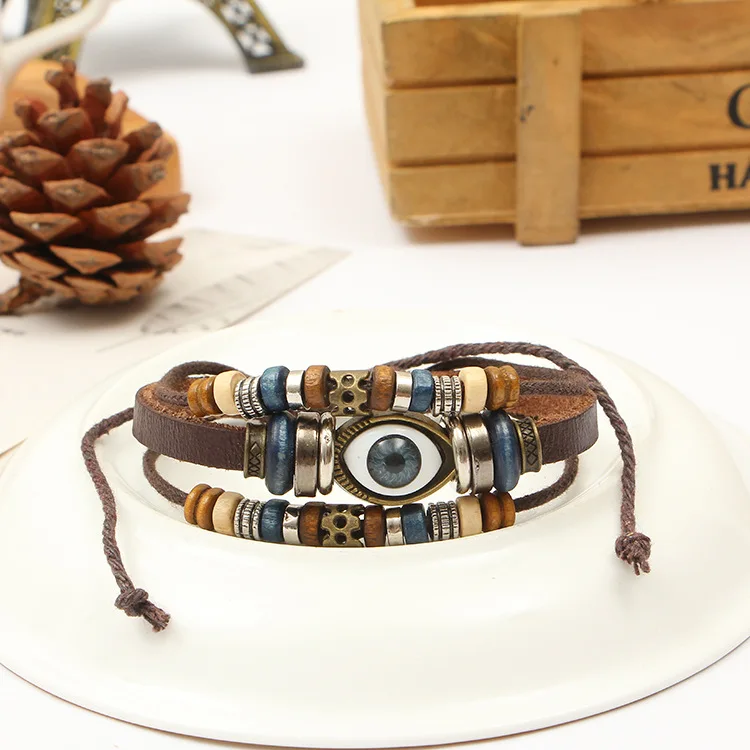 Genuine Leather Casual Hand Woven Bracelet Men's Fashion Retro Multi-layer National Accessories Evil Blue Eye Bracelet
Genuine Leather Casual Hand Woven Bracelet Men's Fashion Retro Multi-layer National Accessories Evil Blue Eye Bracelet