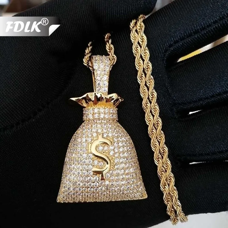 FDLK US Dollar Money Bag Pendant & Tennis Chain Bling Bling Mens Hip hop Necklace Jewelry For Gift
FDLK US Dollar Money Bag Pendant & Tennis Chain Bling Bling Mens Hip hop Necklace Jewelry For Gift