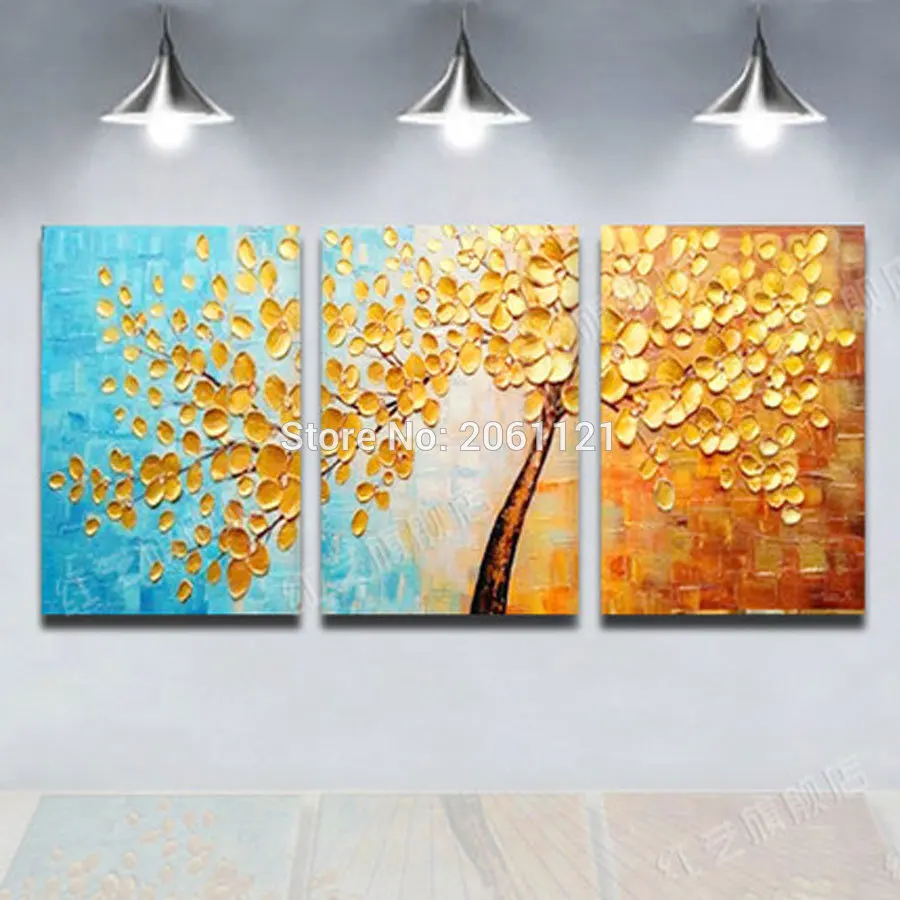 Thick Textured 100% handmade Modern Abstract Oil Painting On Canvas Wall Art 3 panels golden tree leaf painting Gift
Thick Textured 100% handmade Modern Abstract Oil Painting On Canvas Wall Art 3 panels golden tree leaf painting Gift