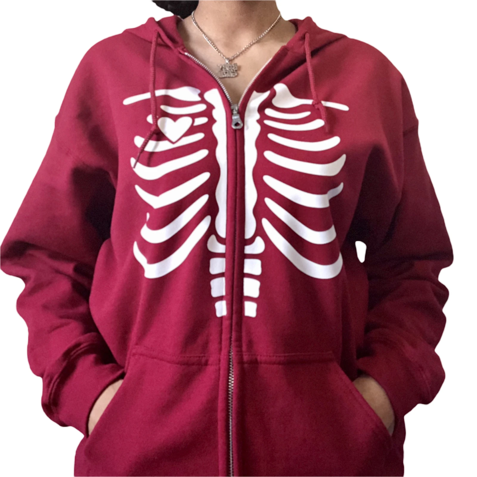 Sexy New Style Women's Skull Skeleton Print Hoodies, Long Sleeve Zip Up Loose Hooded Sweatshirts 
Sexy New Style Women's Skull Skeleton Print Hoodies, Long Sleeve Zip Up Loose Hooded Sweatshirts