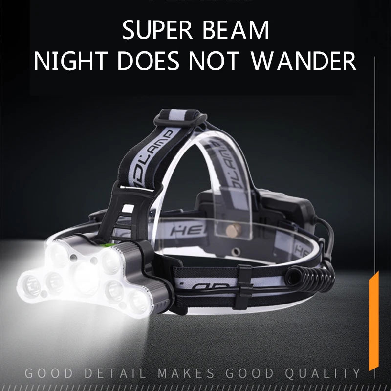 New 7-head Rechargeable Headlight 3 Modes T6 Headlamp Waterproof 200-500m Long-range Work Light For Outdoor Fishing 4800mah WHS
New 7-head Rechargeable Headlight 3 Modes T6 Headlamp Waterproof 200-500m Long-range Work Light For Outdoor Fishing 4800mah WHS