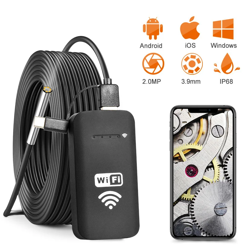 Newest 3.9MM 2.0MP wifi Endoscope Camera IP67 Waterproof 720P HD Inspection Snake Camera for Android and iOS Smartphone, Tablet
Newest 3.9MM 2.0MP wifi Endoscope Camera IP67 Waterproof 720P HD Inspection Snake Camera for Android and iOS Smartphone, Tablet