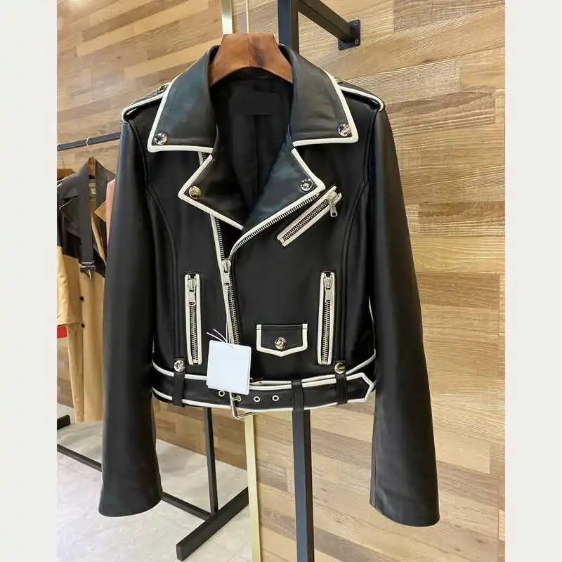 Natural Women Leather Coat Lambskin Leather Bomber Biker Jacket Long Sleeves 100% Sheepskin Leather Coat H808
Natural Women Leather Coat Lambskin Leather Bomber Biker Jacket Long Sleeves 100% Sheepskin Leather Coat H808