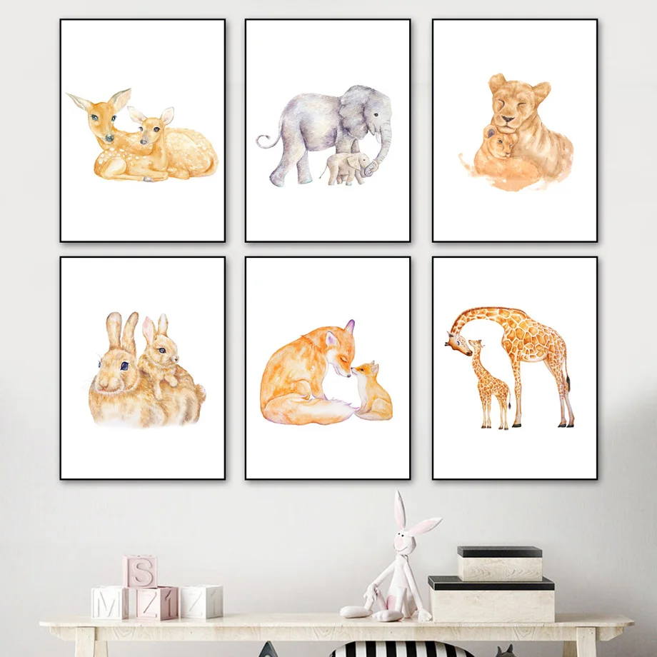 Mother And Baby Deer Rabbit Fox Giraffe Elephant Nursery Wall Art Canvas Painting Posters And Prints Decor Pictures Kids Room
Mother And Baby Deer Rabbit Fox Giraffe Elephant Nursery Wall Art Canvas Painting Posters And Prints Decor Pictures Kids Room