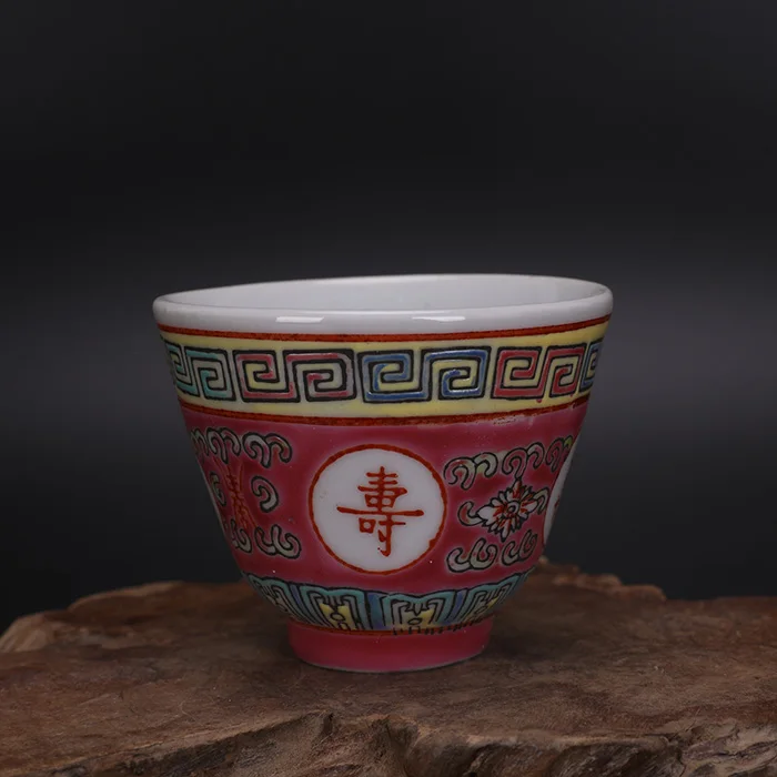 Pastel color Wanshou Wujiang teacup, 1960 
Pastel color Wanshou Wujiang teacup, 1960