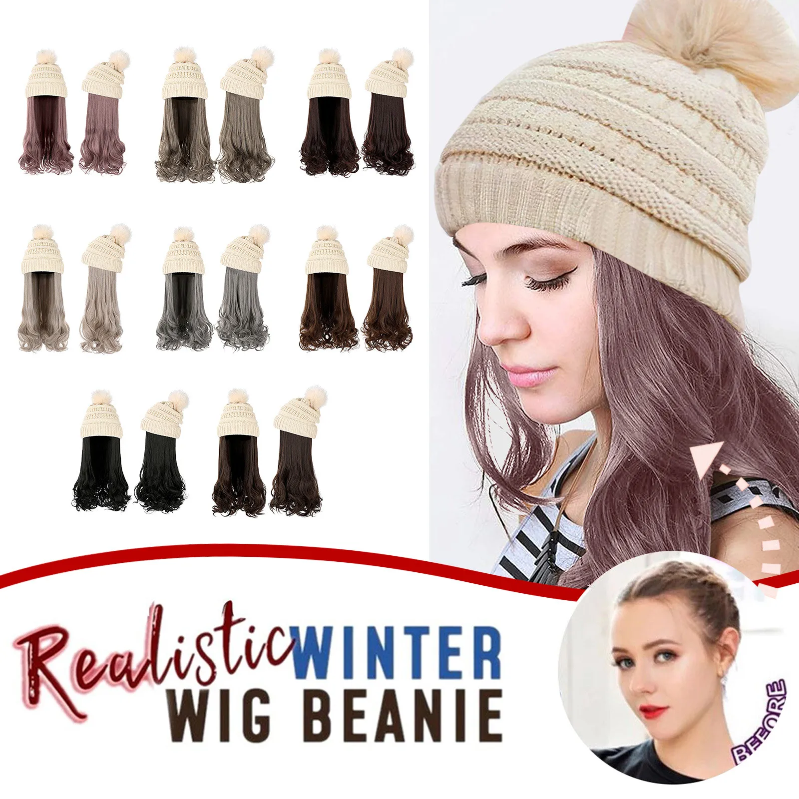 2021 Fashion Long Curly Hair Hat Wig One Knit Hat Wool Curl Corn Perm Curl Spring and Autumn Ladies Decorative Knitted Hat
2021 Fashion Long Curly Hair Hat Wig One Knit Hat Wool Curl Corn Perm Curl Spring and Autumn Ladies Decorative Knitted Hat