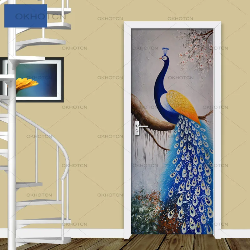 Самоклеящиеся наклейки на двери, водостойкие, из ПВХ, с изображением павлина, цветка, масляной живописи
Самоклеящиеся наклейки на двери, водостойкие, из ПВХ, с изображением павлина, цветка, масляной живописи