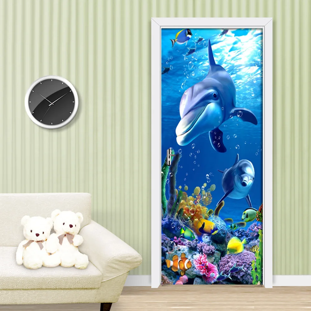 Door Wallpaper Waterproof Self-adhesive Door Sticker Underwater World Dolphin Aquarium Children Bedroom Nursery Home Decor
Door Wallpaper Waterproof Self-adhesive Door Sticker Underwater World Dolphin Aquarium Children Bedroom Nursery Home Decor