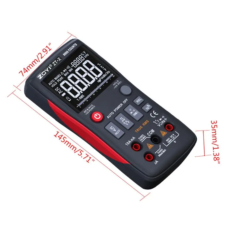 ZOYI ZT-X True-RMS Digital Multimeter Button 9999 Counts A-C/D-C Voltage Current
ZOYI ZT-X True-RMS Digital Multimeter Button 9999 Counts A-C/D-C Voltage Current