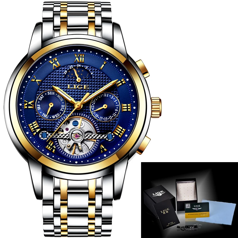 LIGE Mens Watches Top Brand Luxury Automatic Mechanical Watch Men Full Steel Business Waterproof Sport Watches Relogio Masculino
LIGE Mens Watches Top Brand Luxury Automatic Mechanical Watch Men Full Steel Business Waterproof Sport Watches Relogio Masculino