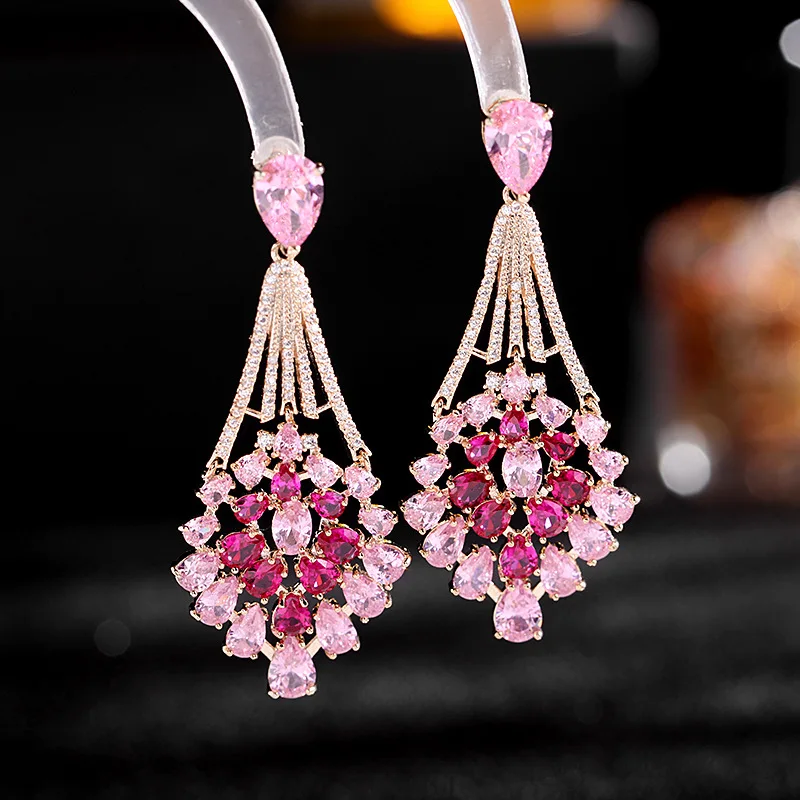 European and American Temperament Wedding Bridal Dangle Earrings 925 Silver Pin Cubic Zirconia Luxury Brand Earring Jewelry
European and American Temperament Wedding Bridal Dangle Earrings 925 Silver Pin Cubic Zirconia Luxury Brand Earring Jewelry