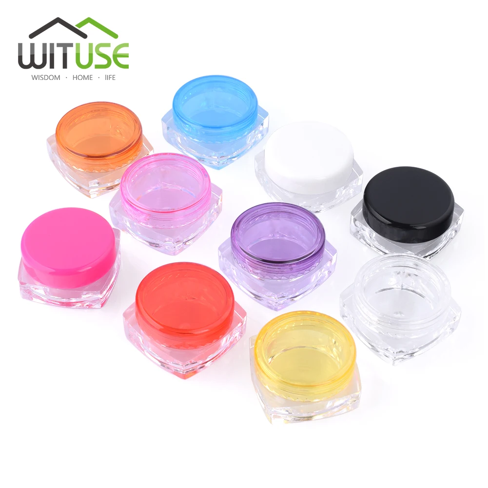 100pc 3g/5g Square Empty Plastic Cosmetic Makeup Jar Pots Transparent Sample Bottles Eyeshadow Cream Lip Balm Container storage 
100pc 3g/5g Square Empty Plastic Cosmetic Makeup Jar Pots Transparent Sample Bottles Eyeshadow Cream Lip Balm Container storage