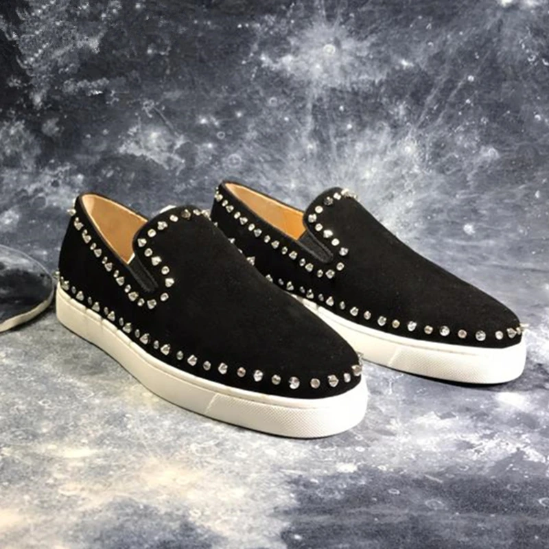 Men Low Top Casual Shoes Black Rivets Slip On Loafers Flats British Style Rubber Sole Leather Men Leisure Shoes Sneakers Male
Men Low Top Casual Shoes Black Rivets Slip On Loafers Flats British Style Rubber Sole Leather Men Leisure Shoes Sneakers Male