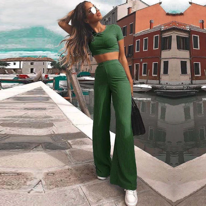 2 Two Piece Set Women Ribbed O Neck Crop Top and Long Pants Set Sexy Autumn Short Sleeve Tracksuit Women Conjunto Feminino 2020
2 Two Piece Set Women Ribbed O Neck Crop Top and Long Pants Set Sexy Autumn Short Sleeve Tracksuit Women Conjunto Feminino 2020