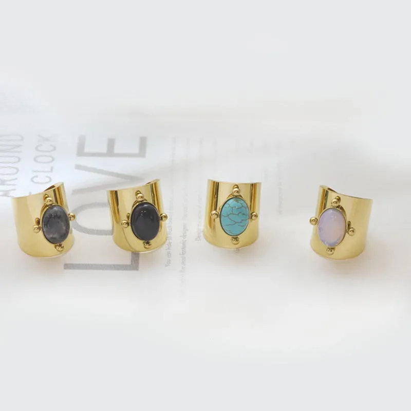 Stainless Steel Big Natural Stone Ring Female Statement Gold Color Women Rings Anillos Mujer Summer 2021 Bague Femme
Stainless Steel Big Natural Stone Ring Female Statement Gold Color Women Rings Anillos Mujer Summer 2021 Bague Femme