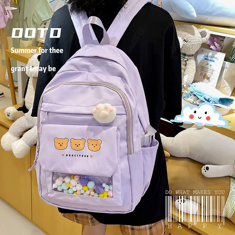 Japanese Style Kawaii Backpack Women Cartoon Bear Print Nylon Backpacks School Bags For Teenage Girls Transparent Book Bag Women
Japanese Style Kawaii Backpack Women Cartoon Bear Print Nylon Backpacks School Bags For Teenage Girls Transparent Book Bag Women