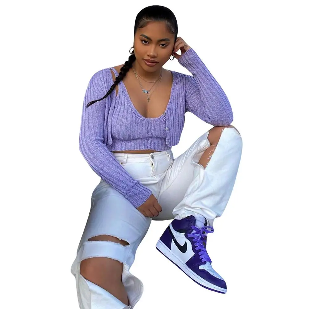 Women Solid Color Sweater Two Piece Sets Fashion Lady's Knitted Sweater V-neck Vest + Full Sleeves Short Coats Sets
Women Solid Color Sweater Two Piece Sets Fashion Lady's Knitted Sweater V-neck Vest + Full Sleeves Short Coats Sets