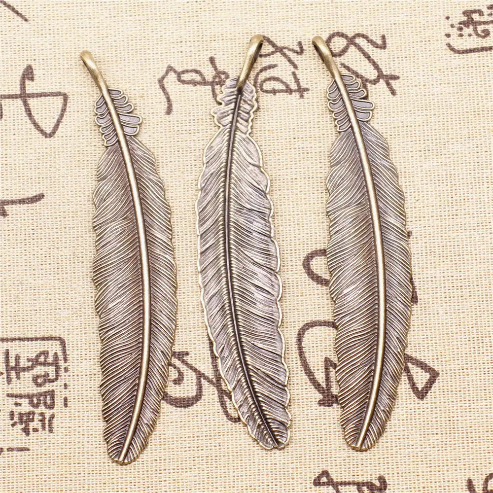 Charm For Making Jewelry Pendants Antique Bronze Color Big Feather 106mm 2pcs
Charm For Making Jewelry Pendants Antique Bronze Color Big Feather 106mm 2pcs