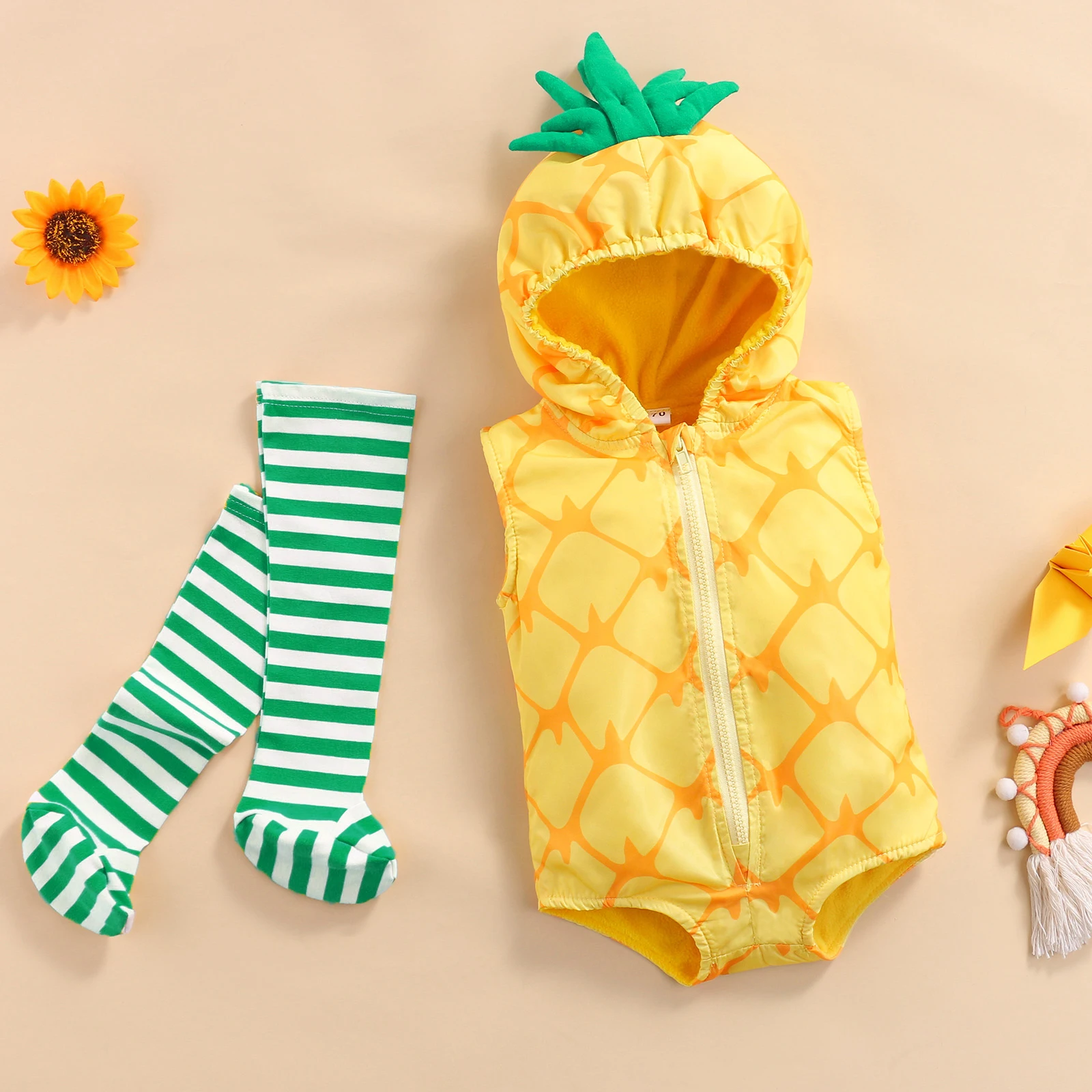 Unisex Baby Halloween Costumes Velvet Avocado Pineapple Hooded Romper Jumpsuit with Striped Stocking Outfits 2pcs
Unisex Baby Halloween Costumes Velvet Avocado Pineapple Hooded Romper Jumpsuit with Striped Stocking Outfits 2pcs