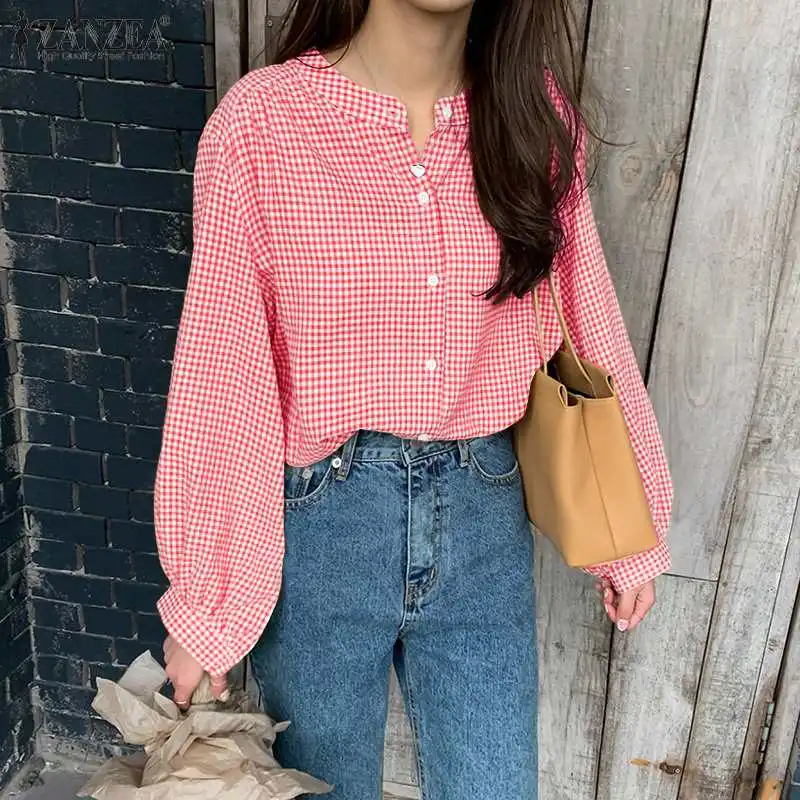 2021 ZANZEA Fashion Long Sleeve Plaid Checked Blouse Women Casual Buttons Down Blusas Loose Tunic Tops Elegant Office Work Shirt
2021 ZANZEA Fashion Long Sleeve Plaid Checked Blouse Women Casual Buttons Down Blusas Loose Tunic Tops Elegant Office Work Shirt