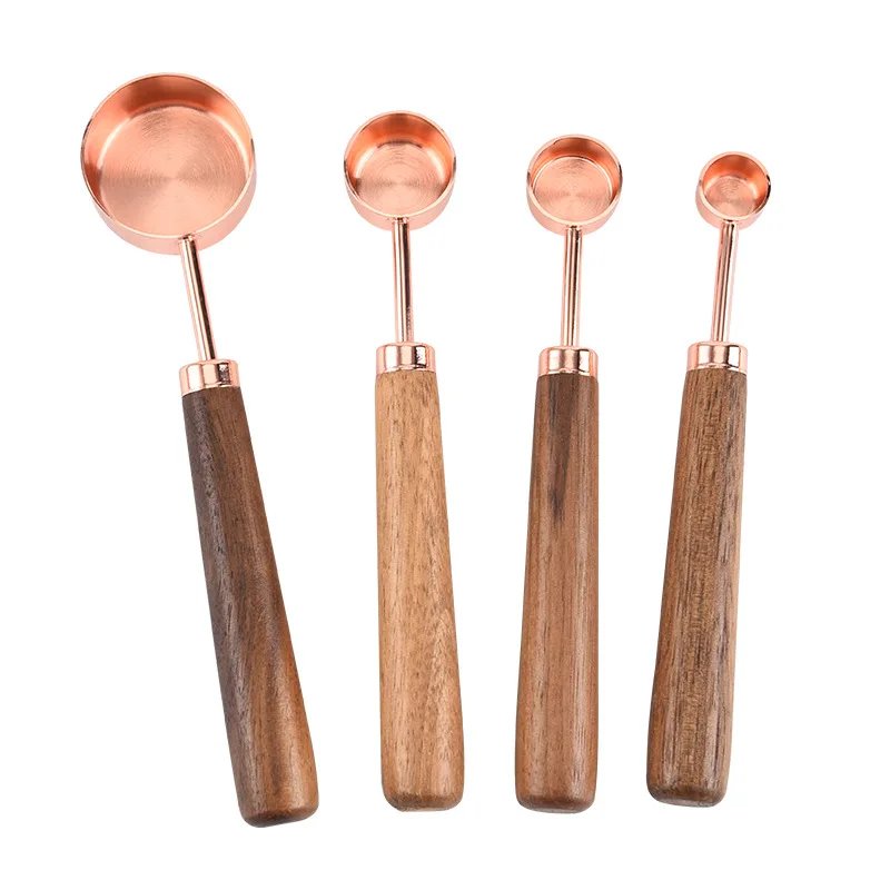 4 PCS Stainless Steel Copper-plated Measuring Spoon Walnut Handle Measuring Spoon Set Baking Tool Kitchen Tools
4 PCS Stainless Steel Copper-plated Measuring Spoon Walnut Handle Measuring Spoon Set Baking Tool Kitchen Tools
