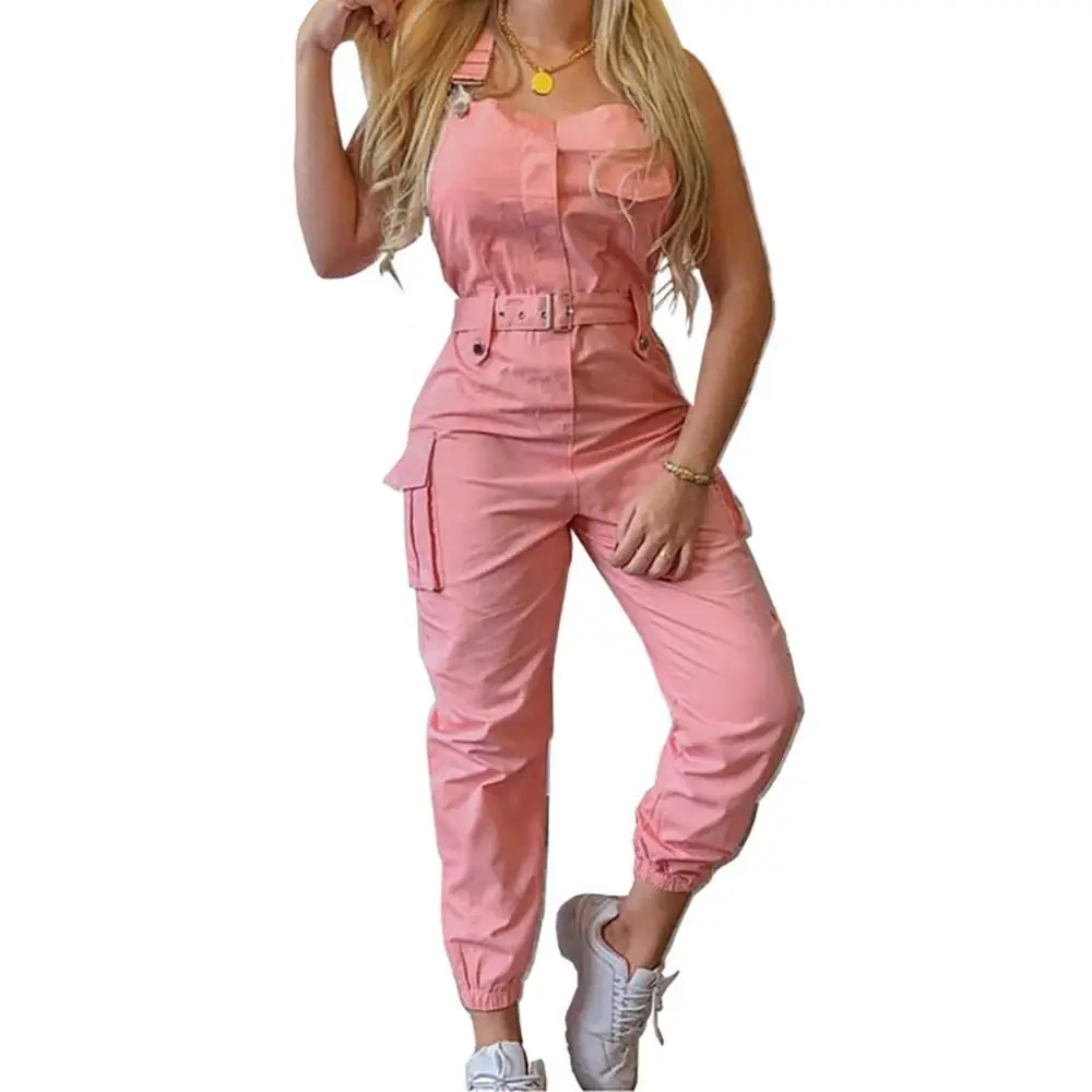 Women Autumn Jumpsuits Solid Color Sleeveless Pockets Belt Ankle Tied Long Pants Ladies Overall Romper
Women Autumn Jumpsuits Solid Color Sleeveless Pockets Belt Ankle Tied Long Pants Ladies Overall Romper