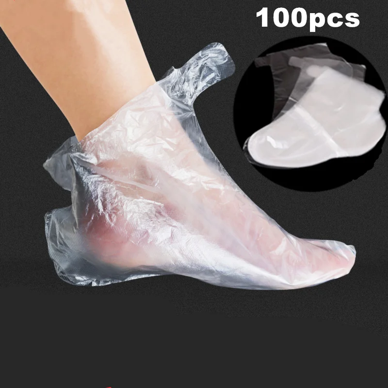 

100pcs Disposable Foot mask hand mask Transparent Film Foot Cover for Pedicure Prevent Infection Remove Chapped Foot Covers