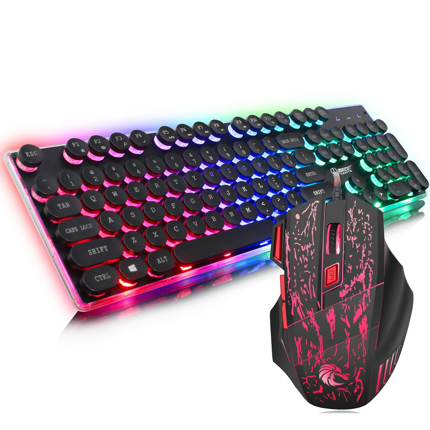 J40 Rainbow Backlight Game Keyboard Set Colorful Light Game Mouse Wired Keyboard One Button
J40 Rainbow Backlight Game Keyboard Set Colorful Light Game Mouse Wired Keyboard One Button