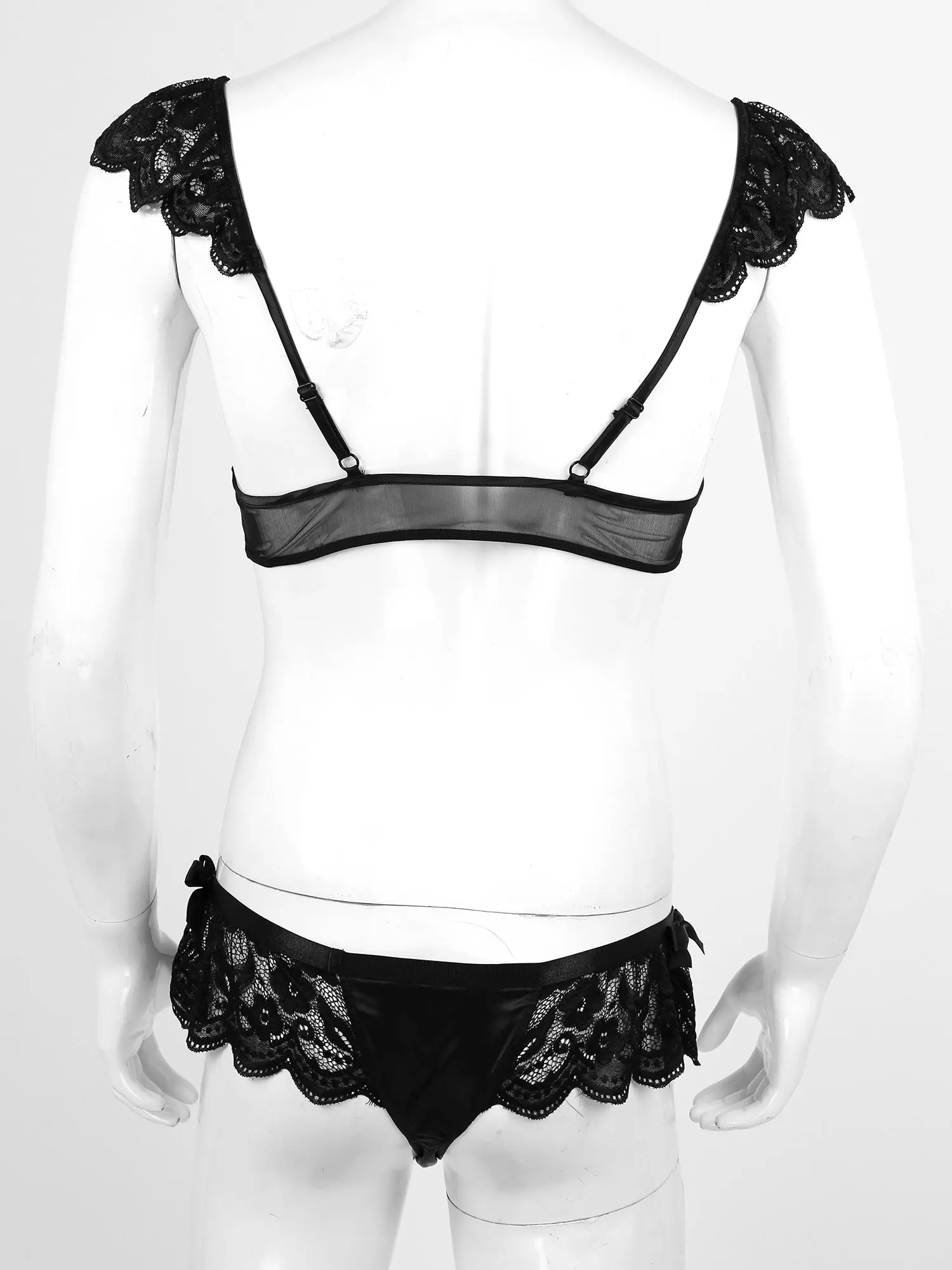 Mens Sissy Lingerie Suit Lace Patchwork Satin Nightwear Sets Front Closure Bralette Bra Tops with Bowknot Decor Brief Underpants
Mens Sissy Lingerie Suit Lace Patchwork Satin Nightwear Sets Front Closure Bralette Bra Tops with Bowknot Decor Brief Underpants