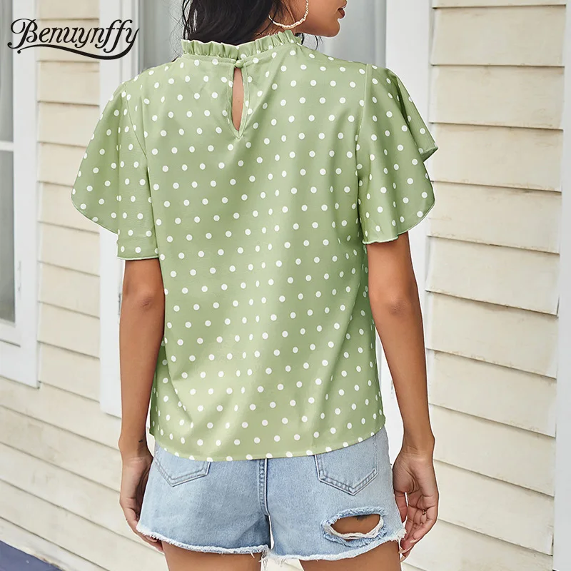 Benuynffy Frill Neck Polka Dot Butterfly Sleeve Top Blouse Women 2021 Summer Casual Loose Tops Ladies Blouses Blusa Feminina
Benuynffy Frill Neck Polka Dot Butterfly Sleeve Top Blouse Women 2021 Summer Casual Loose Tops Ladies Blouses Blusa Feminina