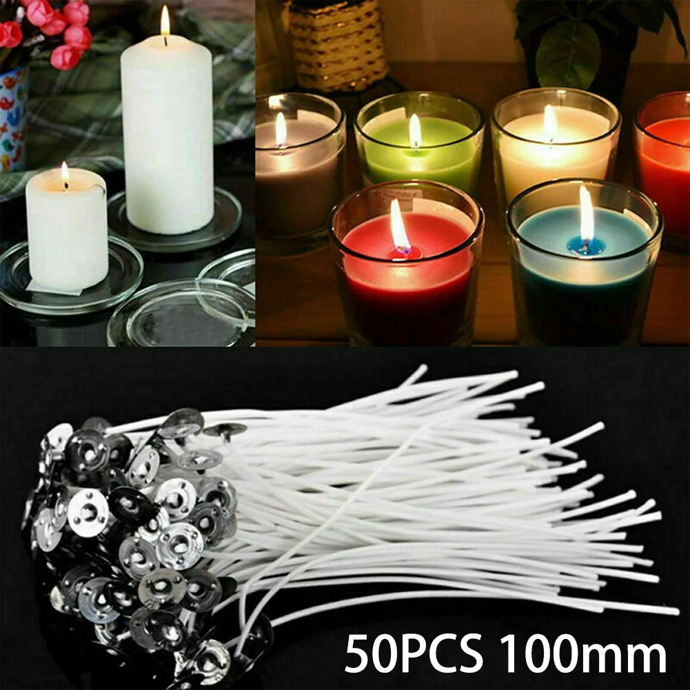 50 X 100mm-10cm Pre Waxed Wicks For Candle Making With Sustainers DIY Candle Making Low-smoke Natural Cotton Candle Wicks Party
50 X 100mm-10cm Pre Waxed Wicks For Candle Making With Sustainers DIY Candle Making Low-smoke Natural Cotton Candle Wicks Party