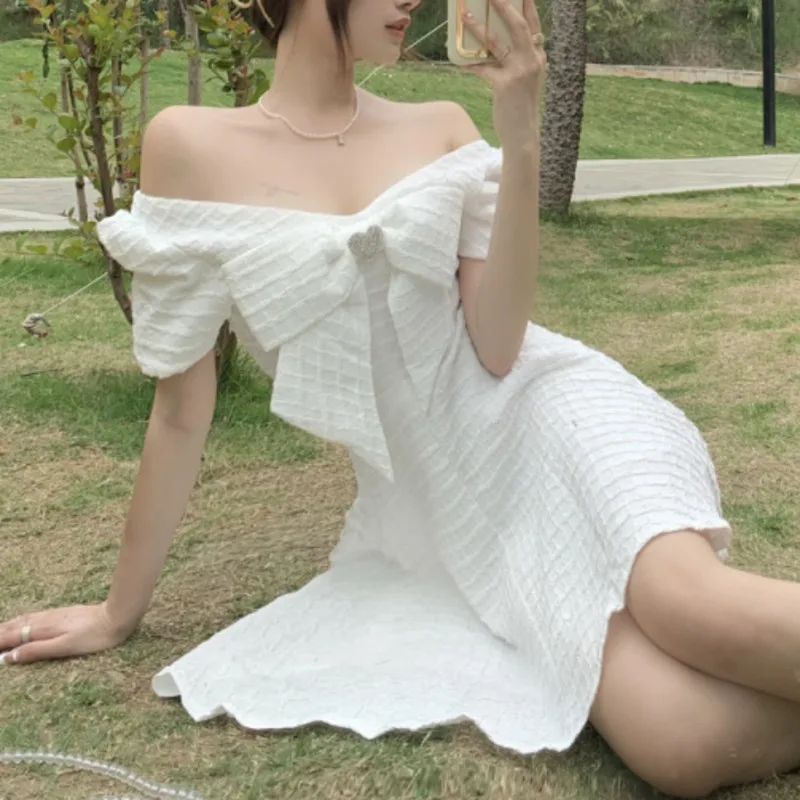 Sweet Solid Bow White Vintage Summer Dress Women A-line Mini Party Dress Korean Fashion Puff Sleeve Elegant Vestidos Mujer
Sweet Solid Bow White Vintage Summer Dress Women A-line Mini Party Dress Korean Fashion Puff Sleeve Elegant Vestidos Mujer