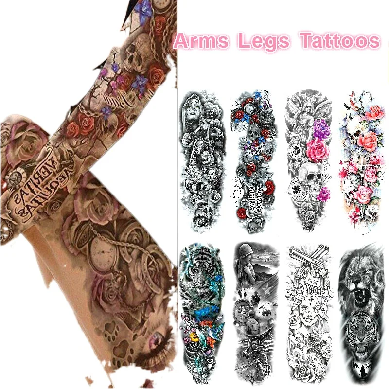 Body Art Waterproof Tattoo Stickers Flowers Skull Big Temporary Tattoos Lalash Arms Tattoos Punk Sexy Women Girls Fake Tatoo 
Body Art Waterproof Tattoo Stickers Flowers Skull Big Temporary Tattoos Lalash Arms Tattoos Punk Sexy Women Girls Fake Tatoo