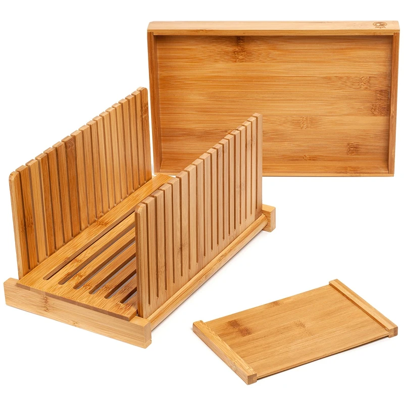 Bamboo Bread Slicer for Homemade Bread Cutting Board with Crumble Holder Tray Adjustable Compact Foldable Loaf Slicer
Bamboo Bread Slicer for Homemade Bread Cutting Board with Crumble Holder Tray Adjustable Compact Foldable Loaf Slicer
