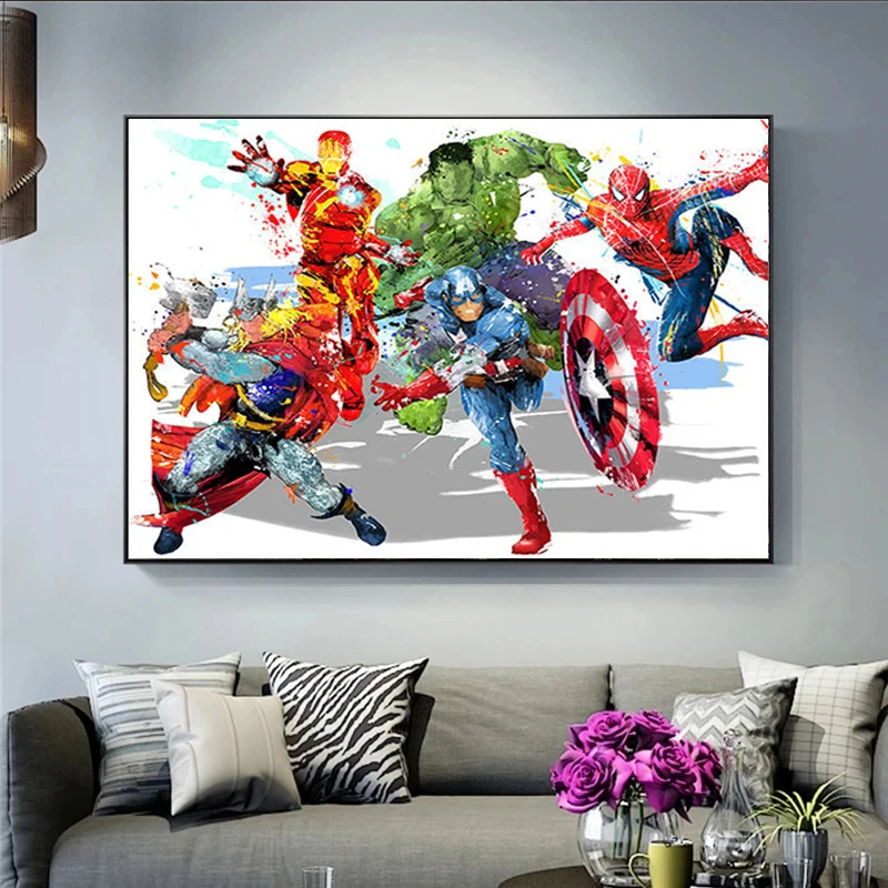 Marvel Canvas Painting Watercolor Superhero Hulk Iron Man Captain America Spiderman Wall Art Posters and Prints Kids Room Decor
Marvel Canvas Painting Watercolor Superhero Hulk Iron Man Captain America Spiderman Wall Art Posters and Prints Kids Room Decor