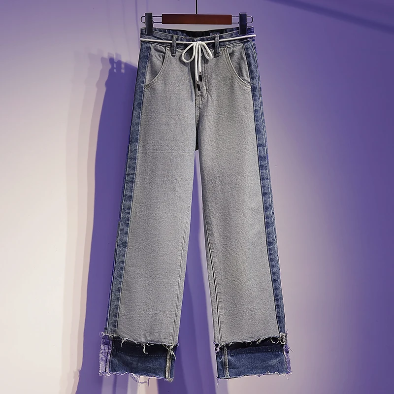 Женские джинсы составного кроя с высокой талией Y2K, осенние брюки из денима в стиле Харадзюку с асимметричными вставками, модные брюки с шир... 
Женские джинсы составного кроя с высокой талией Y2K, осенние брюки из денима в стиле Харадзюку с асимметричными вставками, модные брюки с шир...