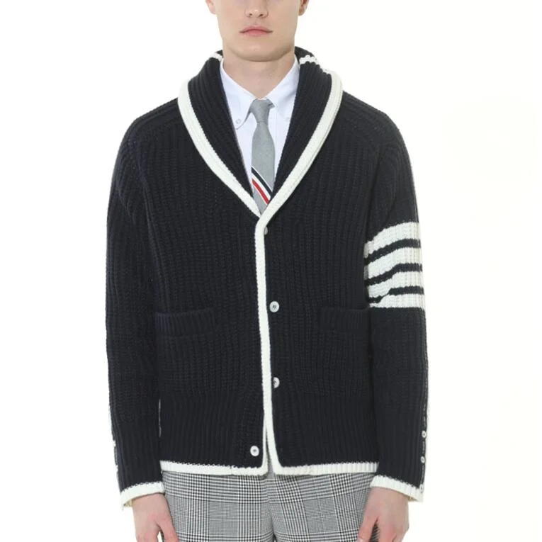 TB THOM 2021 Fashion Brand Sweaters Men Slim Turn Down Collar Cardigans Clothing Striped Wool Cotton Thick Winter Casual Coat
TB THOM 2021 Fashion Brand Sweaters Men Slim Turn Down Collar Cardigans Clothing Striped Wool Cotton Thick Winter Casual Coat