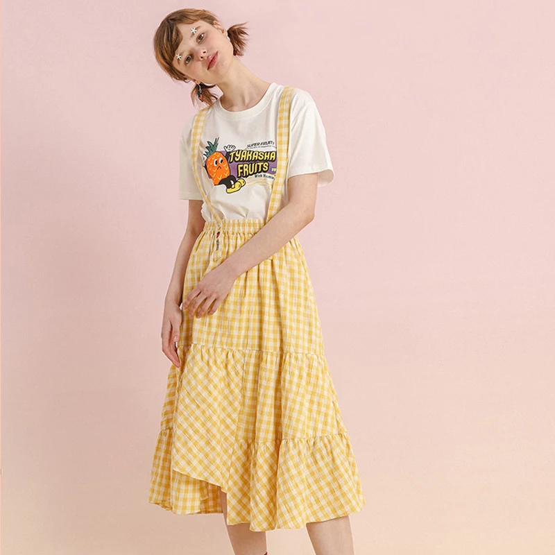 Bebobsons Cute Sweet Summer Yellow Plaid Women Chiffon Skirt A-line Elastic Waist Removable Strap
Bebobsons Cute Sweet Summer Yellow Plaid Women Chiffon Skirt A-line Elastic Waist Removable Strap