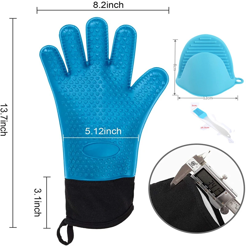 Resistant Oven Gloves Non-Slip Silicone Kitchen Oven Gloves 1Pair with 2 Silicone Pot Holders 2 Silicone Brush
Resistant Oven Gloves Non-Slip Silicone Kitchen Oven Gloves 1Pair with 2 Silicone Pot Holders 2 Silicone Brush