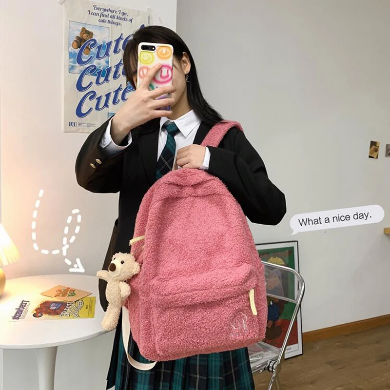 Winter Plush New Backpack Women Casual Large Capacity Shoulder Bag Fashion Girls Travel Backpacks College School Bag Rucksack
Winter Plush New Backpack Women Casual Large Capacity Shoulder Bag Fashion Girls Travel Backpacks College School Bag Rucksack