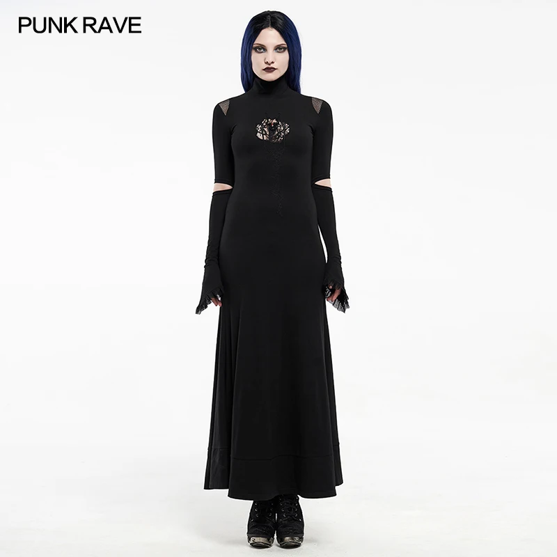 PUNK RAVE Women's Gothic Red-eyed Spider Embroidered Sexy Dress Personaity Tight Small Hole Mesh Cuff Cotton Women Long Dress
PUNK RAVE Women's Gothic Red-eyed Spider Embroidered Sexy Dress Personaity Tight Small Hole Mesh Cuff Cotton Women Long Dress