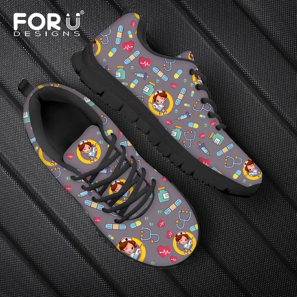 FORUDEISGNS 2021 Brand Design Cute Cartoon Nurse Grey Green Light Mesh Nursing Sneaker Flat Shoes Ladies Lace Up Footwear
FORUDEISGNS 2021 Brand Design Cute Cartoon Nurse Grey Green Light Mesh Nursing Sneaker Flat Shoes Ladies Lace Up Footwear