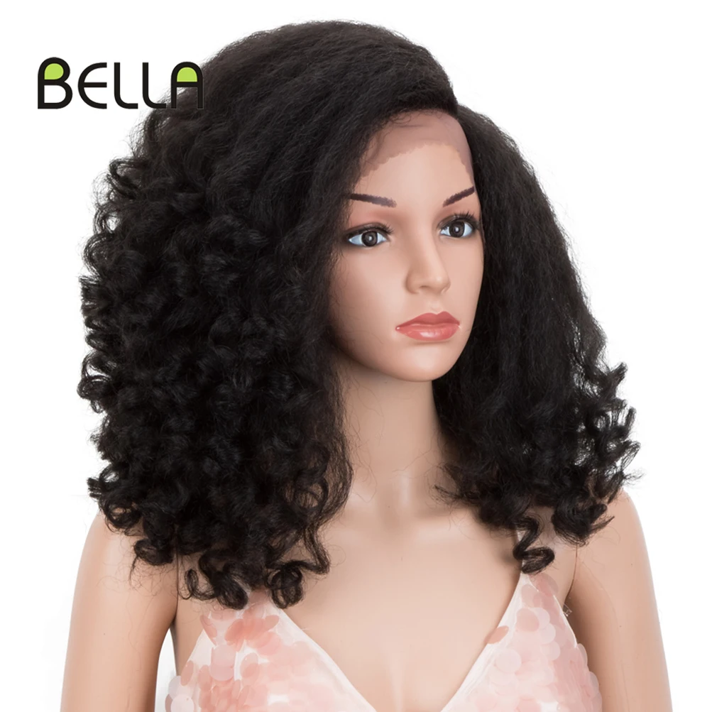 Bella Curly Hair Synthetic Lace Wig Braided Dreadlock Big For Black Women 14 inch Kinky Front | Шиньоны и парики
